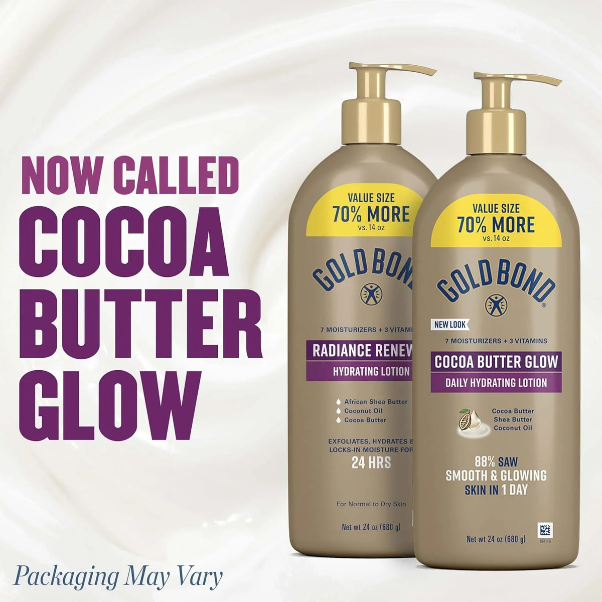 Gold Bond Cocoa Butter Glow Daily Hydrating Lotion for Dry Skin, 24 oz