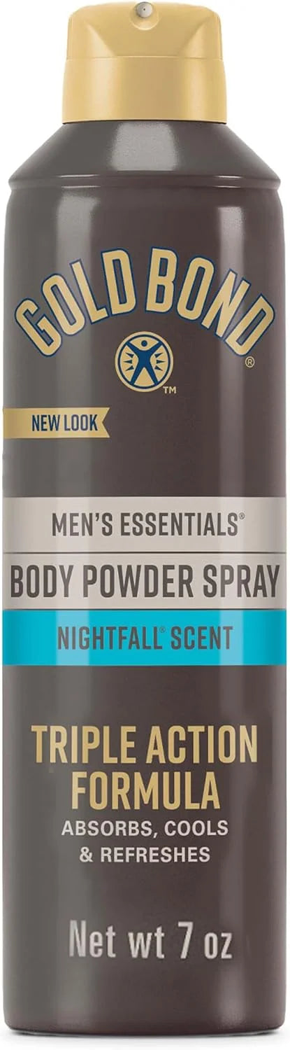 Gold Bond Men's Essentials Body Powder Spray, Nightfall Scent, 7 oz.