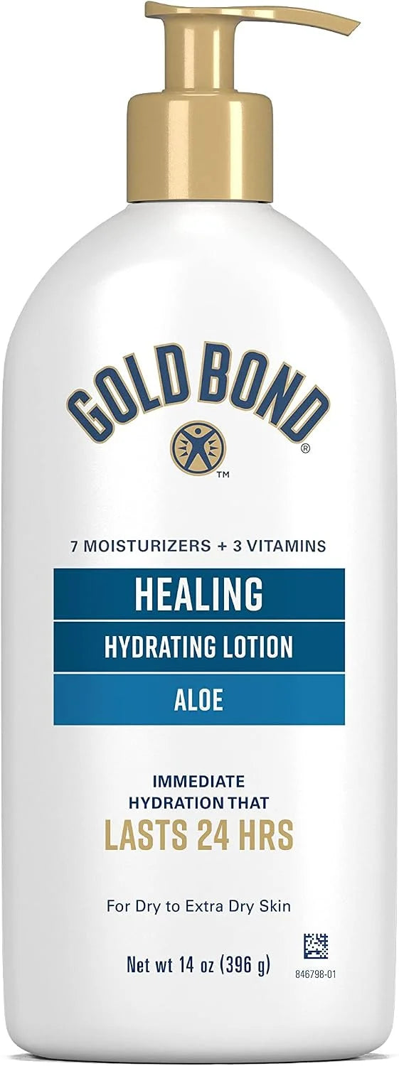 Gold Bond Healing Hydrating Lotion, 14 oz., With Aloe, Moisturizes, Immediate 24-Hour Hydration & Healing Hand Cream, 3 oz., With Aloe, Moisture That Lasts Through Handwashing