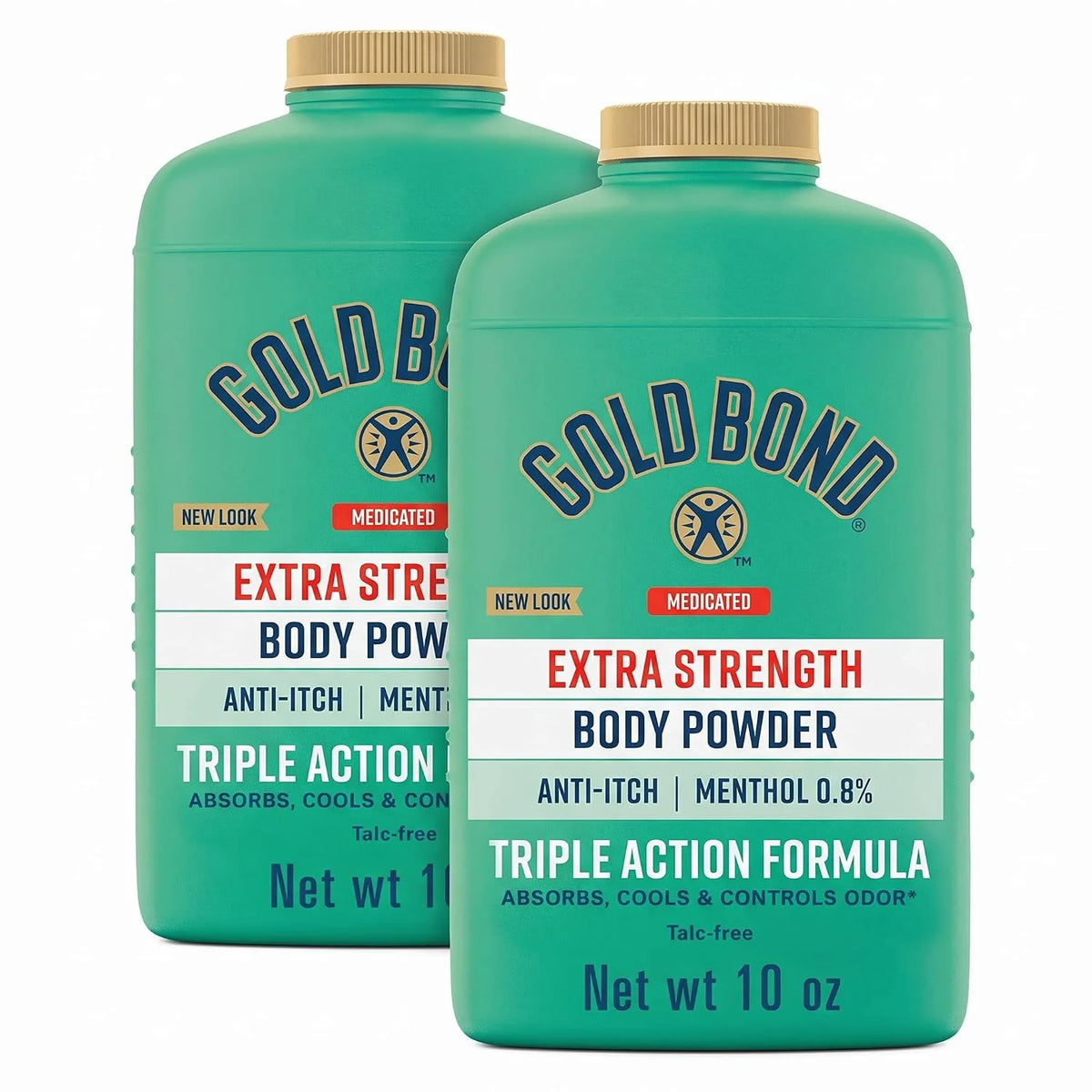 Gold Bond Medicated Talc-Free Extra Strength Body Powder | 10 oz | Cooling | Itch Relief | Pack of 2
