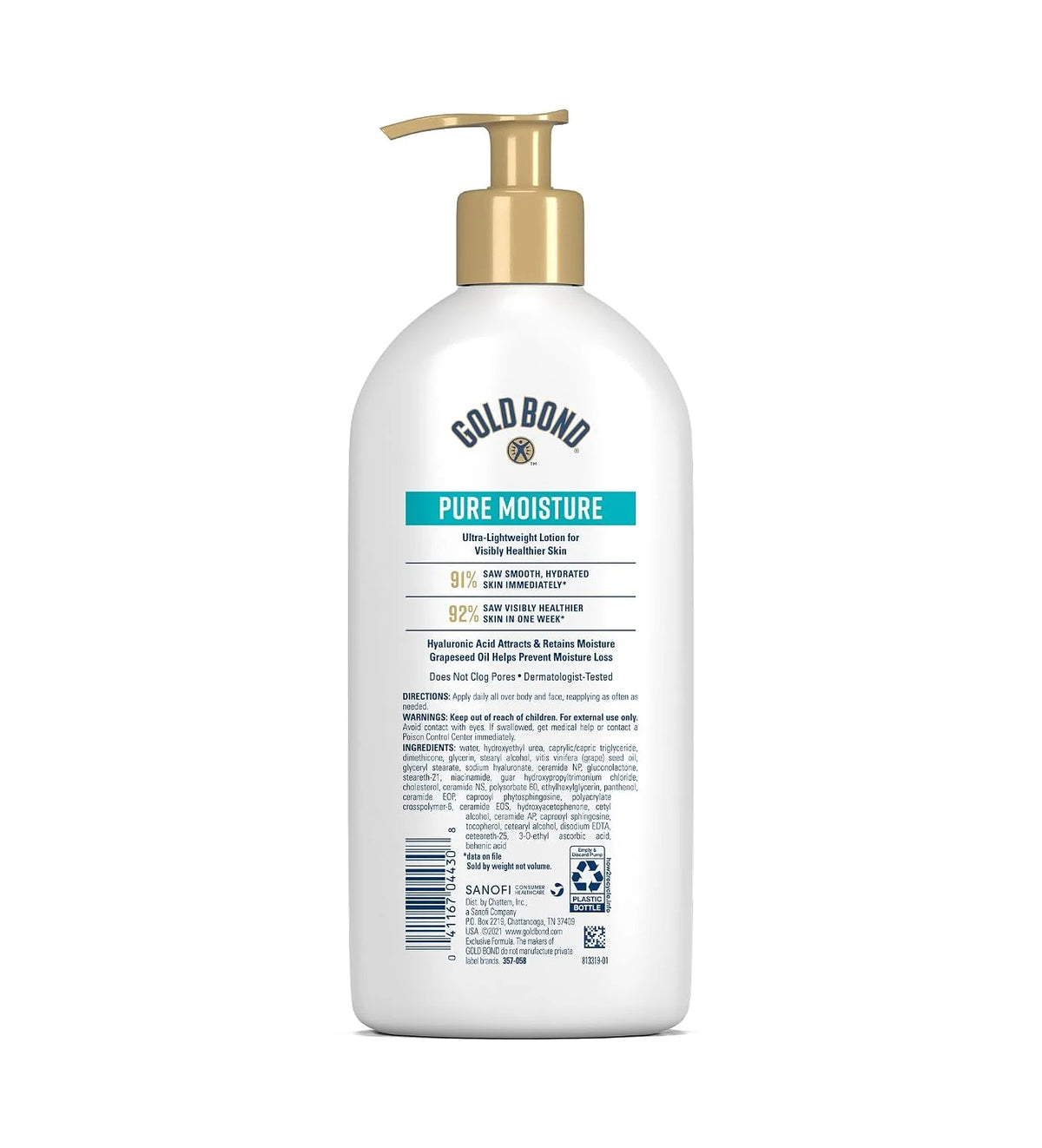 Gold Bond Pure Moisture Lotion, 14 oz., Ultra-lightweight Daily Body & Face Lotion for Dry Skin