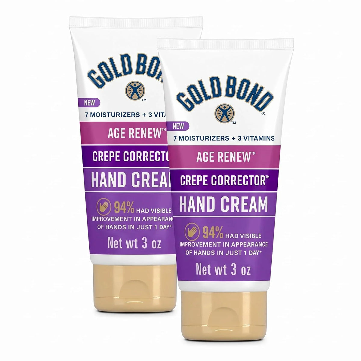 Gold Bond Age Renew Crepe Corrector Hand Cream, Replenishing & Smoothing Formula, 3 oz. (Pack of 2)