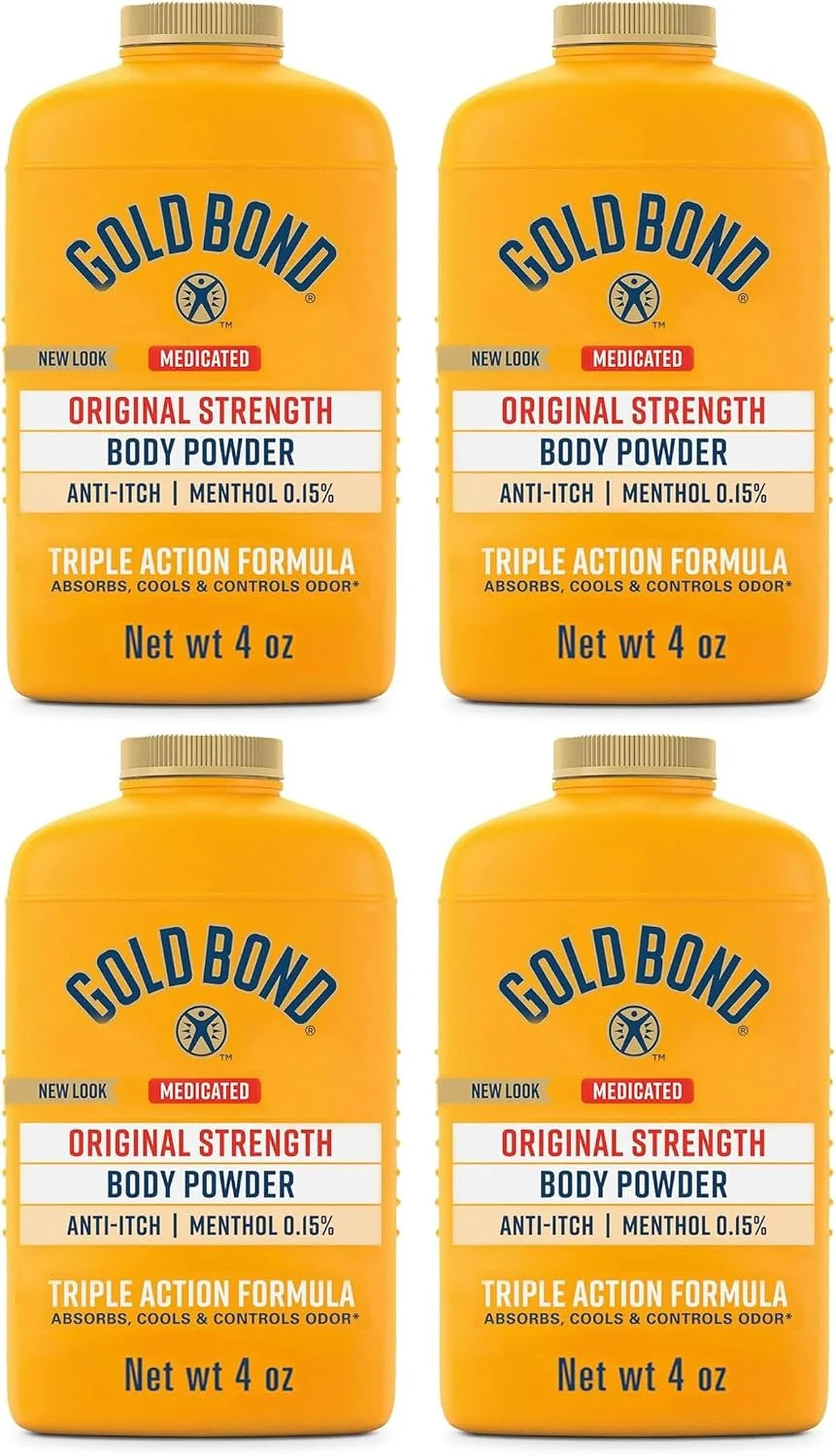 Gold Bond Talc-Free Medicated Body Powder, Original Strength, 4 Oz (Pack of 4)