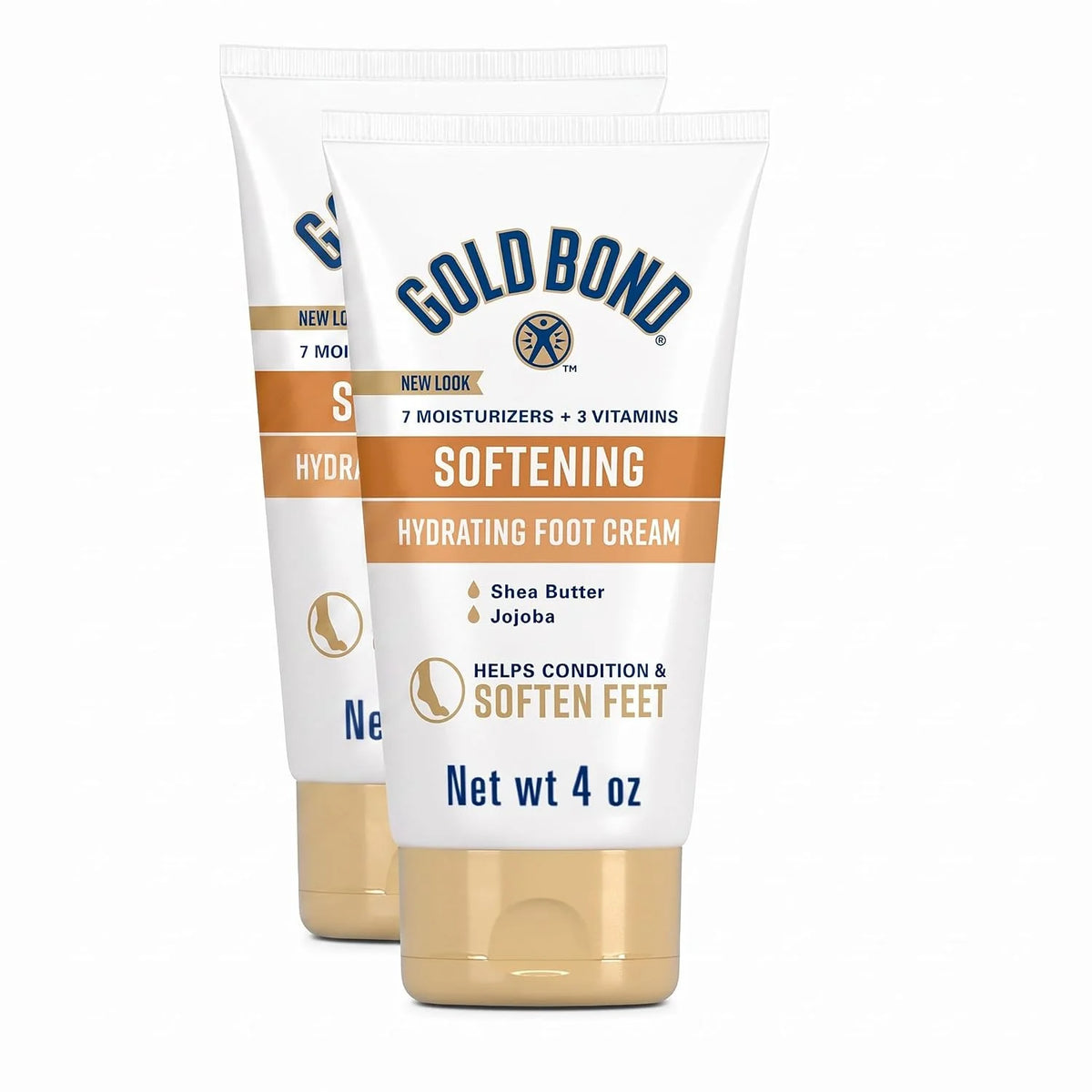 Gold Bond Softening Foot Cream, 4 Oz., Foot Lotion for Dry Feet (Pack of 2)