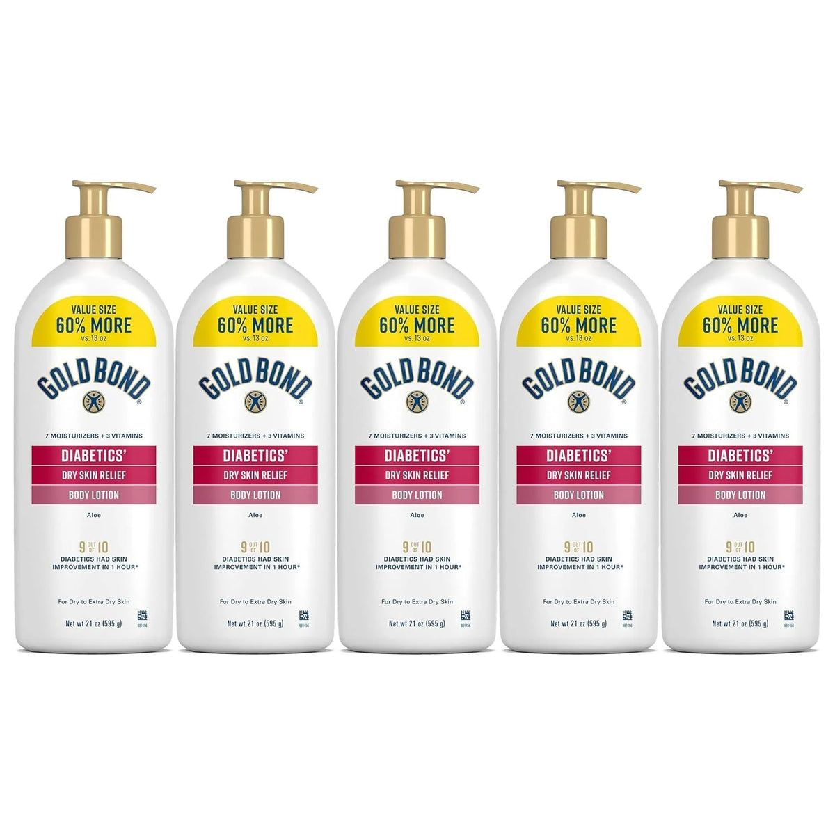 Gold Bond Dry Skin Relief Hydrating Lotion with Aloe and Vitamins A, C & E, Fast-Absorbing Body Moisturizer, 13 oz, Pack of 5