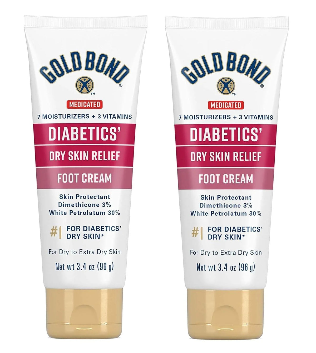 Gold Bond Ultimate Diabetics' Dry Skin Relief Foot Cream 3.4 oz., Soothes Skin Discomfort - Pack of 2