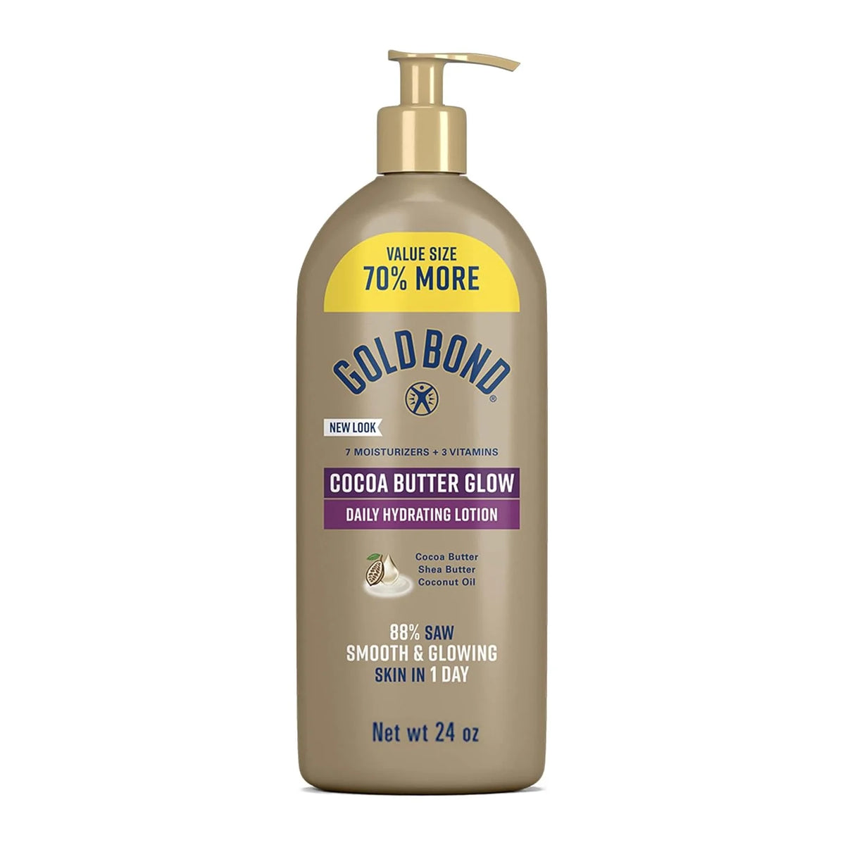 Gold Bond Cocoa Butter Glow Daily Hydrating Lotion for Dry Skin, 24 oz
