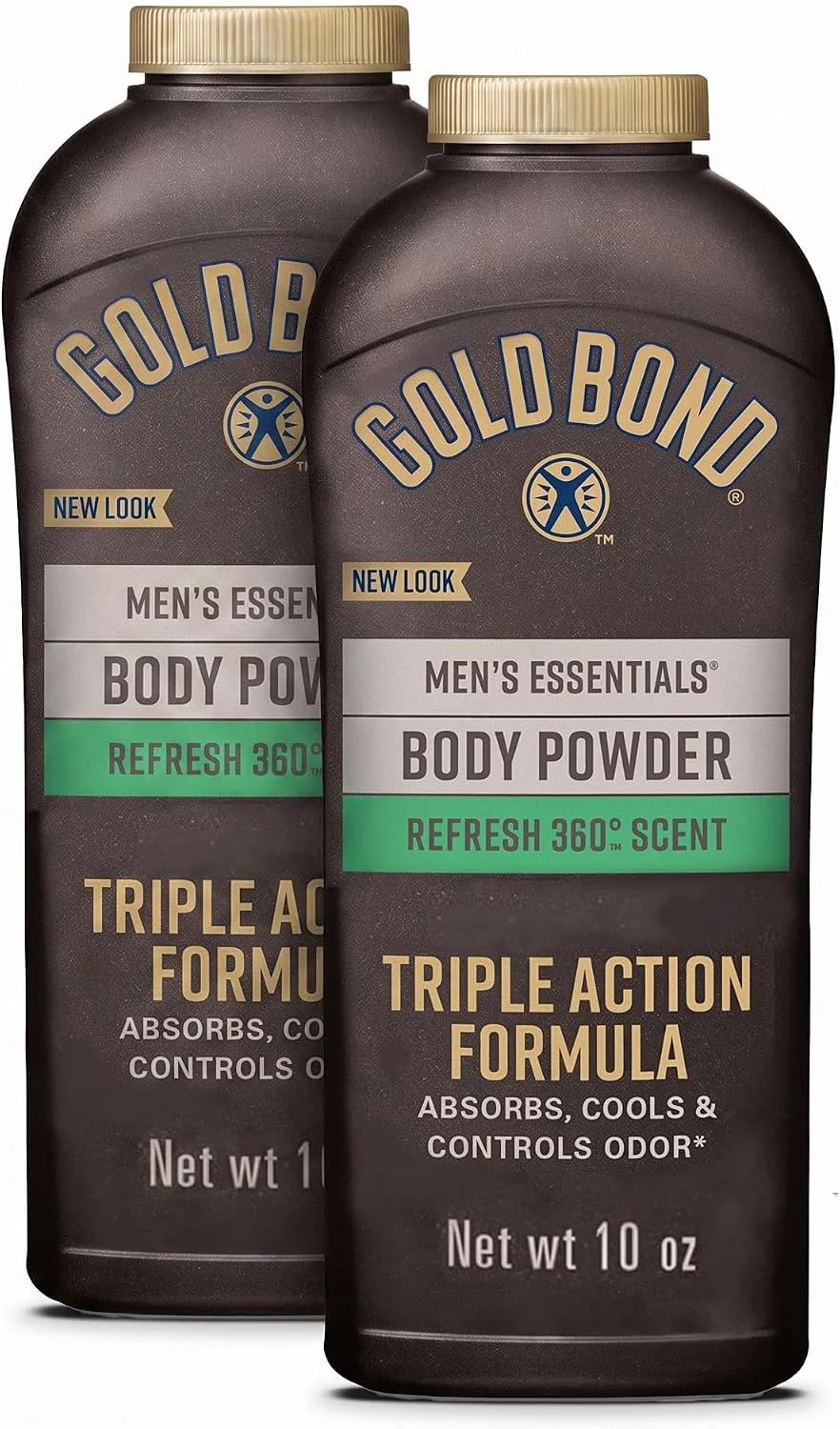 Gold Bond Men's Talc-Free Body Powder, 10 oz | Refresh 360 Scent | Wetness Protection | Pack of 2 | Essentials Line