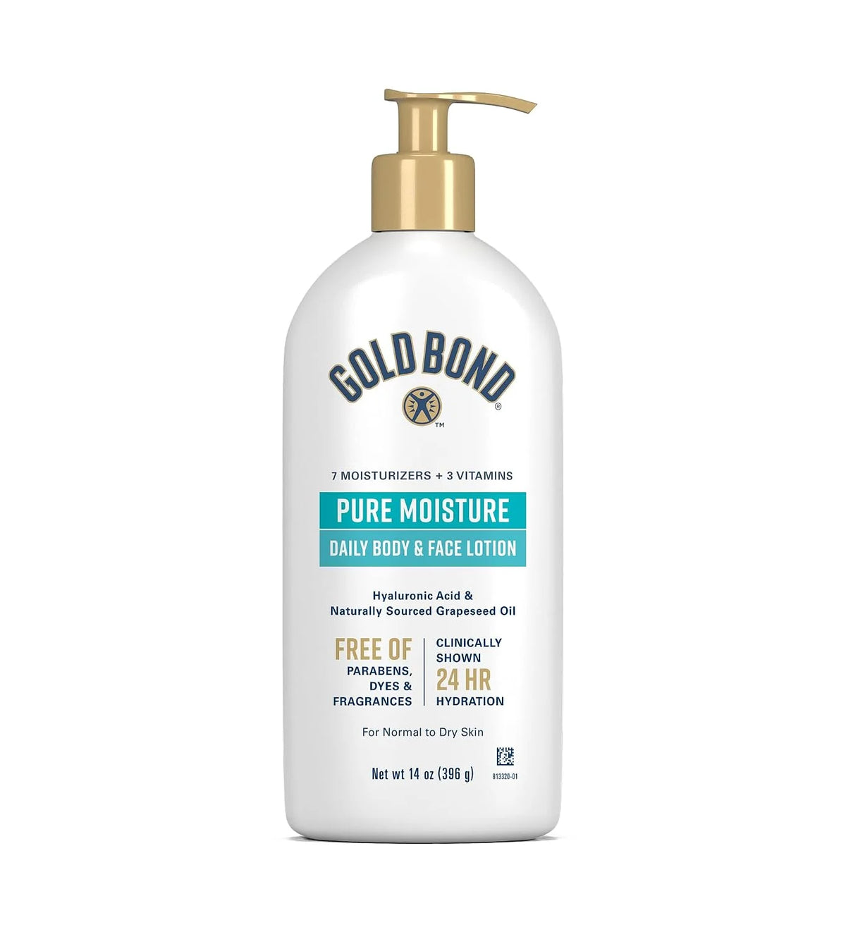 Gold Bond Pure Moisture Lotion, 14 oz., Ultra-lightweight Daily Body & Face Lotion for Dry Skin