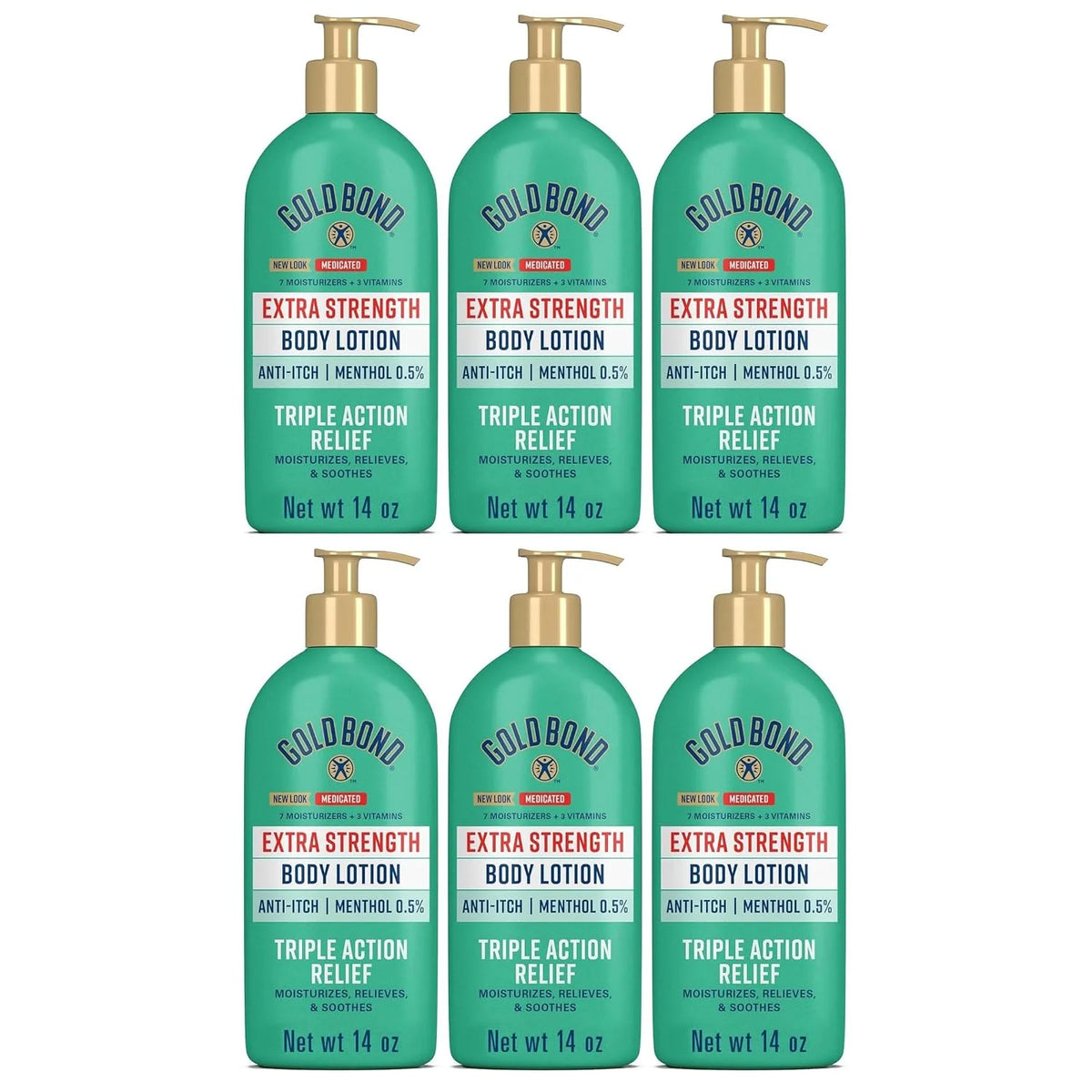 Gold Bond Body Lotion Extra Strength Medicated 14 Ounce (Pack of 6)
