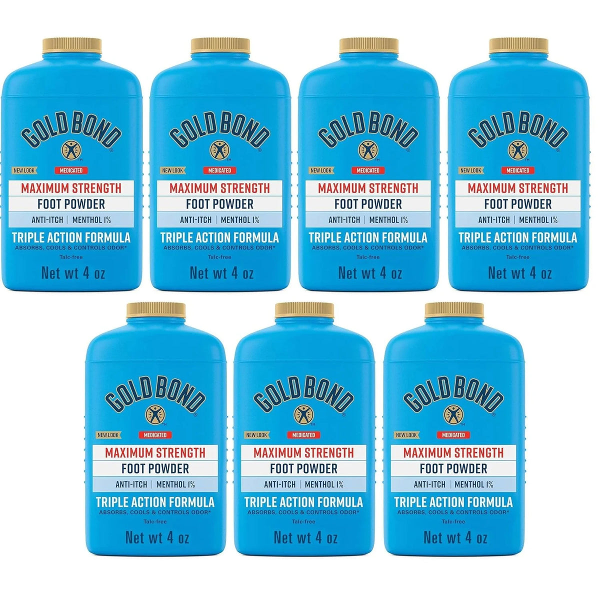 Gold Bond Foot Powder Medicated Maximum Strength 4 oz (Pack of 7)