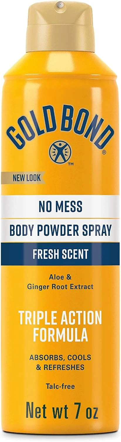 Gold Bond No Mess Talc-Free Body Powder Spray 7 oz. Fresh Scent & Comfort Body Powder 10 oz. Talc-Free Fresh Clean Scent Bundle