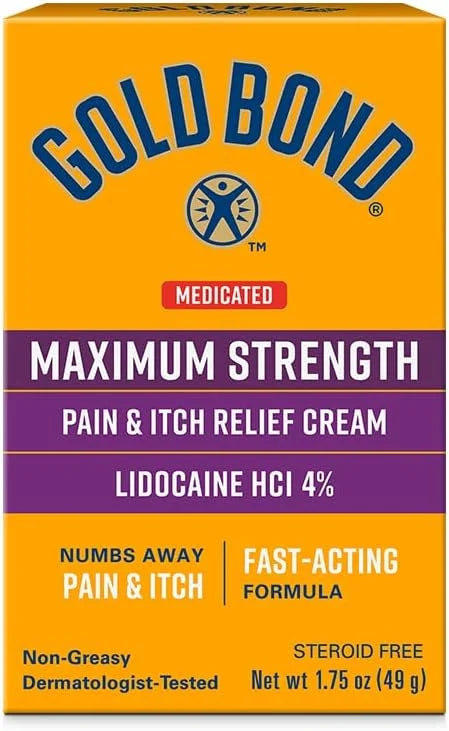 Gold Bond Medicated Maximum Strength Pain & Itch Relief Cream, Lidocaine