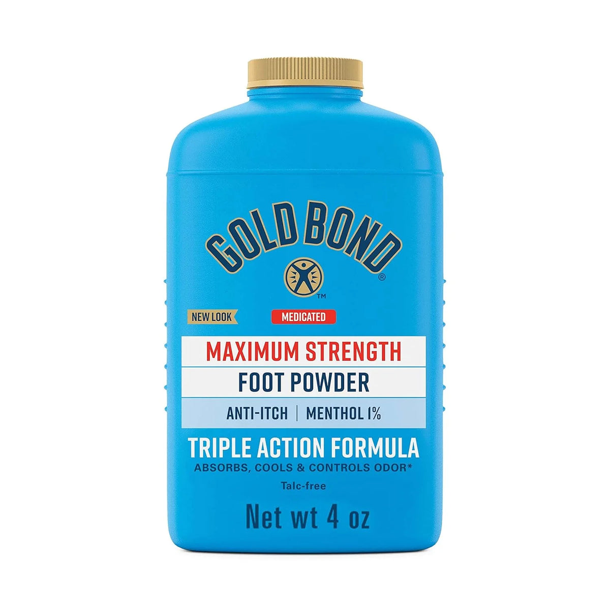 Gold Bond Medicated Talc-Free Foot Powder, Maximum Strength, 4 Oz