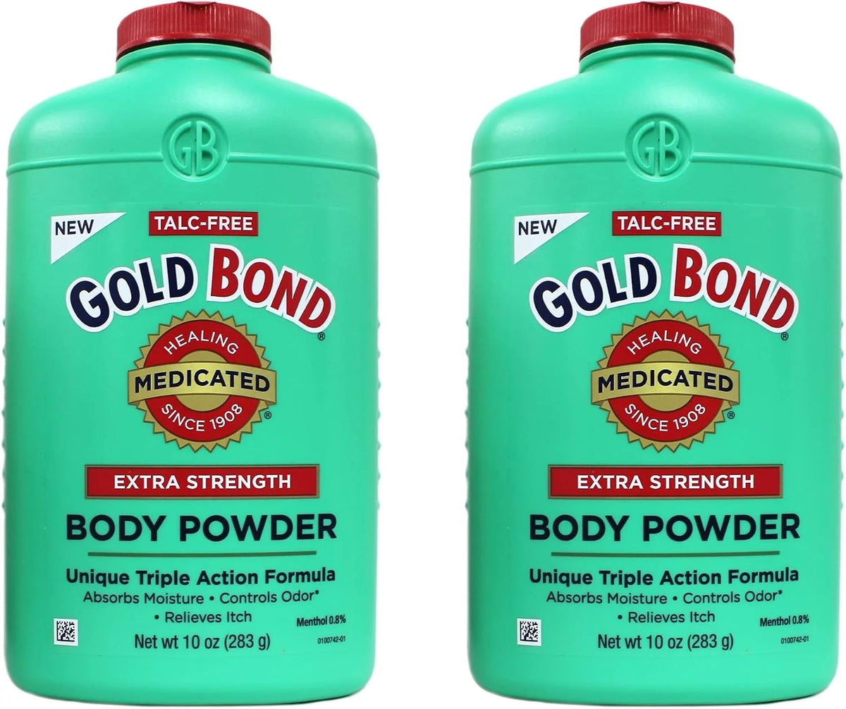 Gold Bond Body Powder Medicated Extra Strength - 10 oz, Pack of 2, Talc-Free