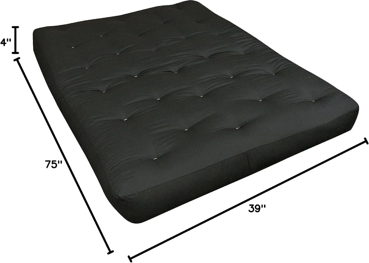 Gold Bond 4" All Cotton Futon Mattress, Duct, Twin, Black