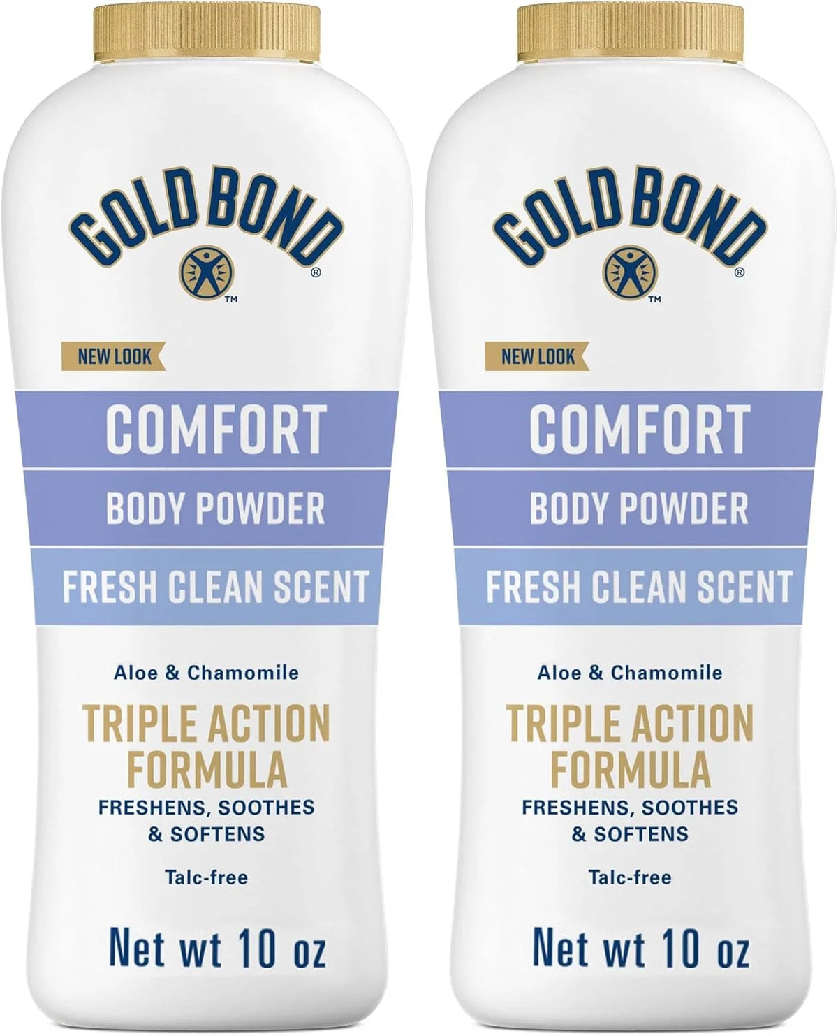 Gold Bond Comfort Body Powder for Men and Women, 10 oz., Talc-Free, Fresh Clean Scent With Aloe & Chamomile (Pack of 2)
