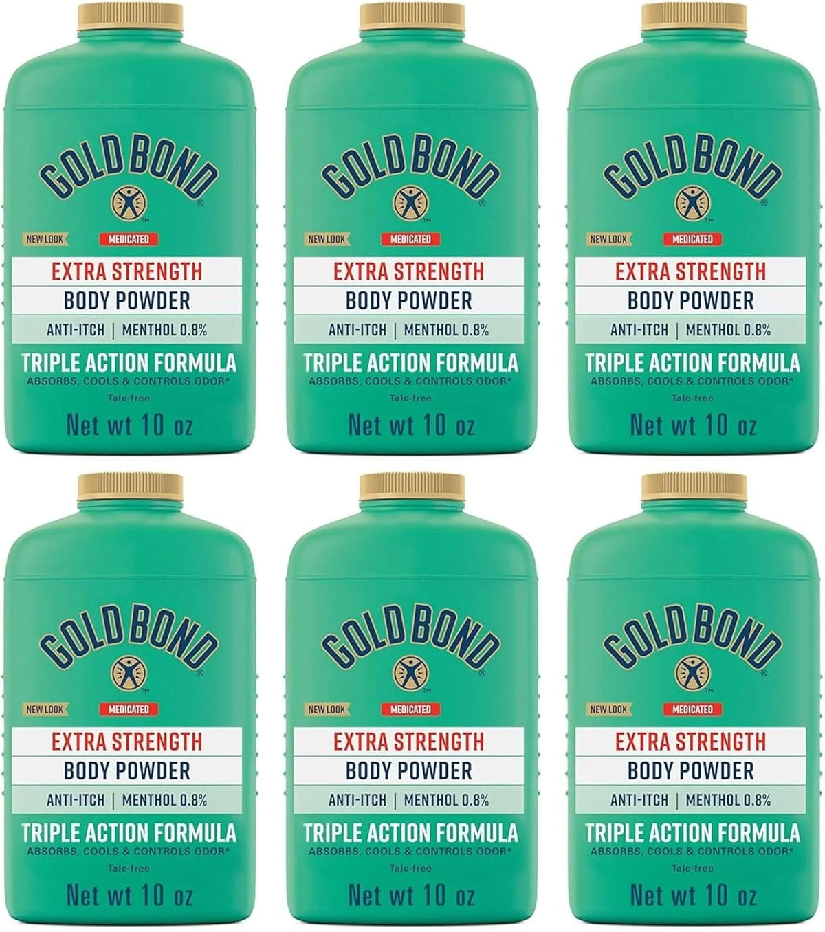 Gold Bond Body Powder Medicated Extra Strength - 10 oz, Pack of 6, Talc-Free