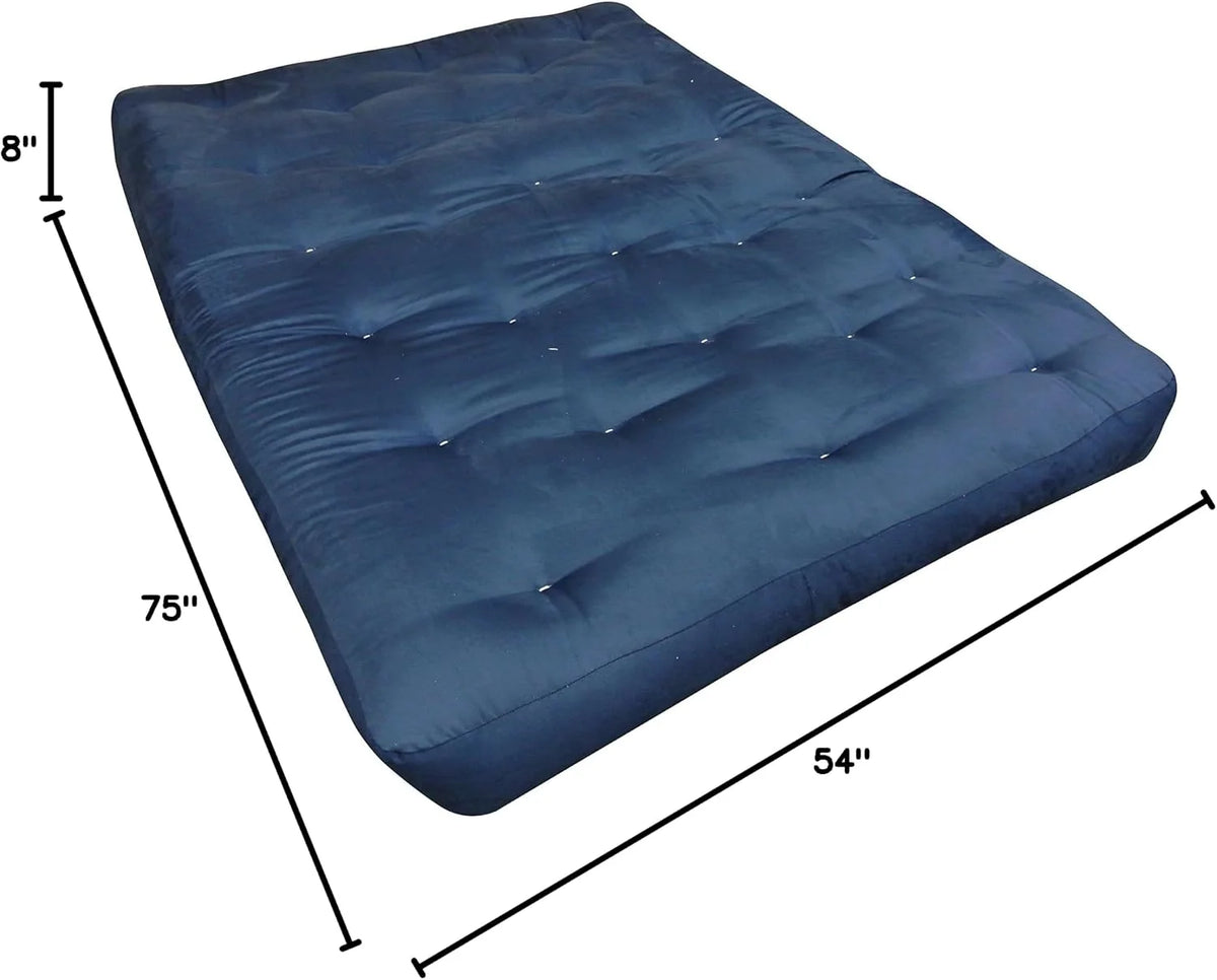 Gold Bond 8" All Cotton Futon Mattress, Microfiber, Full, Blue