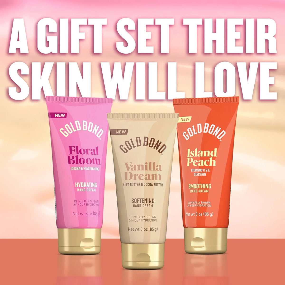 Gold Bond Scented Hand Cream Travel Size Lotion Gift Set 3-pack, 3 oz. each