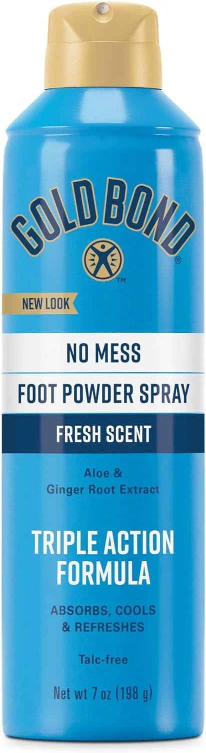 Gold Bond Foot Powder Spray, No Mess Talc-Free, 7 Oz., Fresh Scent